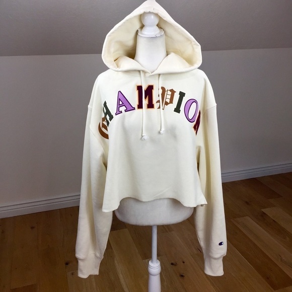 Champion Reverse Weave Old English Logo Cropped Hoodie Sweatshirt Size 2XL - Picture 5 of 10